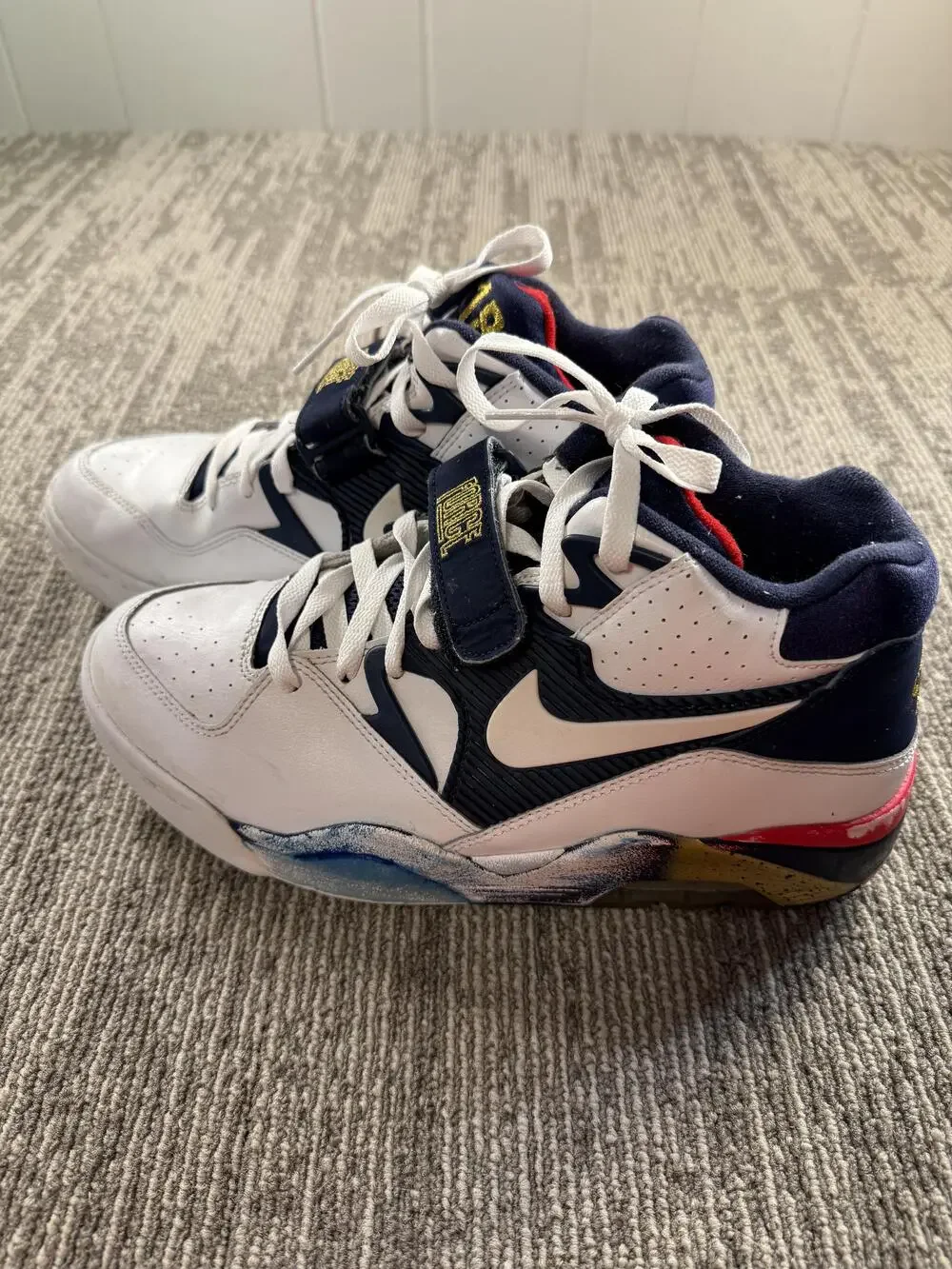 Nike Air Force 180 Mid Olympic Basketball Shoes Mens Size 9.5 White 310095-100